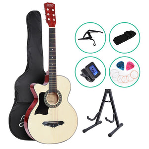 Acoustic Guitars Alpha 38 Inch Wooden Acoustic Guitar Left Handed With Accessories Set Natural