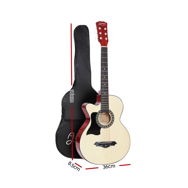 Acoustic Guitars Alpha 38 Inch Wooden Acoustic Guitar Left Handed With Accessories Set Natural