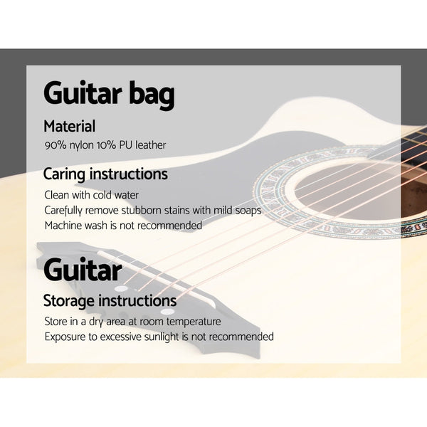 Acoustic Guitars Alpha 38 Inch Wooden Acoustic Guitar Left Handed With Accessories Set Natural