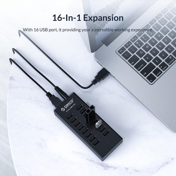 USB Cables, Hubs & Adapters H1613 16 Port Usb2.0 Hub With 12V2a Power Adapter For Laptop Pc Tablet Black