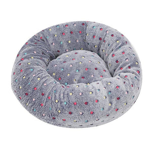 Pet Beds Colourful Dots Embroidered Soft Round Dog Bed Pet Nest