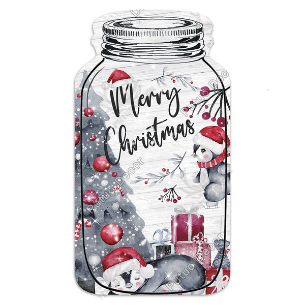 Christmas Mason Jar Shaped Wooden Sign Farmhouse Gift For Home Tree Decoration