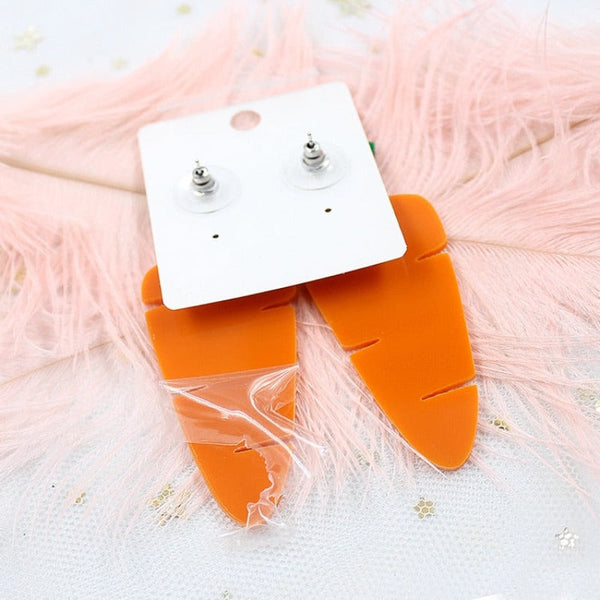 Acrylic Carrot Dangle Earrings Easter Jewellery