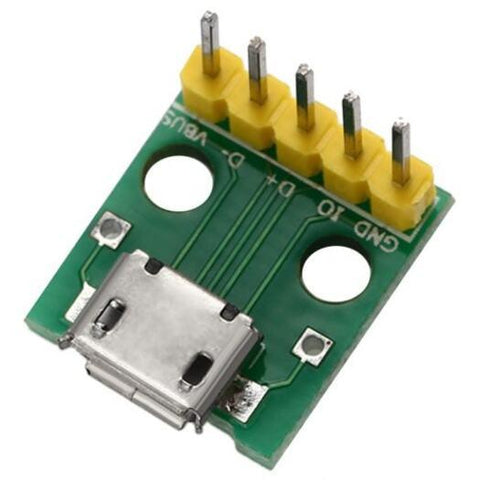 Printed Circuit Boards (PCBs) Electrical Hardware Diy Micro Usb Interface To 2.54Mm Dip 5P Adapter Module Green