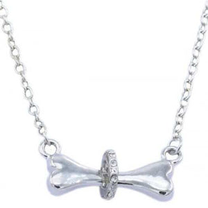 Necklaces & Pendants Necklaces Simple Diamond Studded Dog Bone Silver