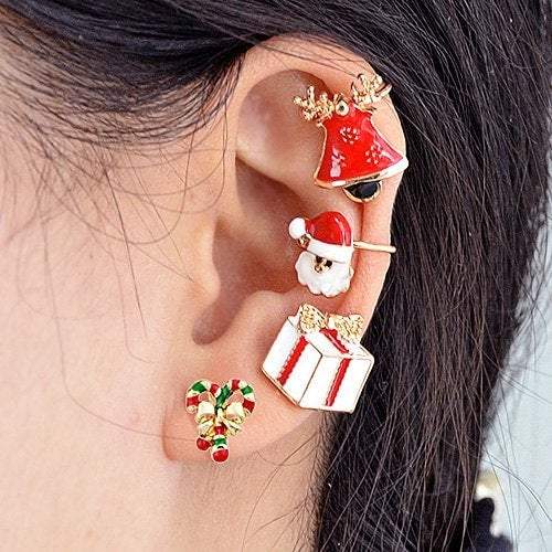 Earrings Stylish Multicolor Single Christmas Style Hoop Gift