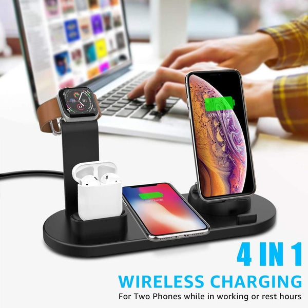 Chargers & Cradles 4 In 1 Wireless Charging Dock Station For Apple Watch Iphone X Xs Xr Max 11 Pro 8 Airpods 10W Qi Fast Charger Stand Holder