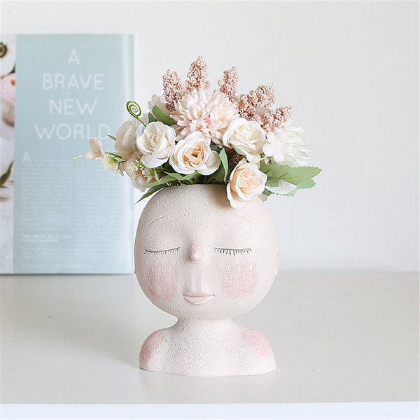 Vases Cute Face Resin Flower Pot Succulent Planter Vase