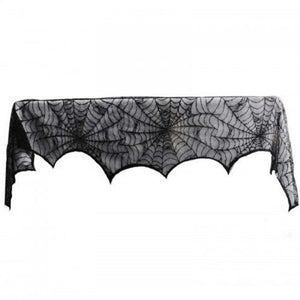 Halloween Bat Table Runner Black Spider Web Lace Tablecloth Party Home Decor