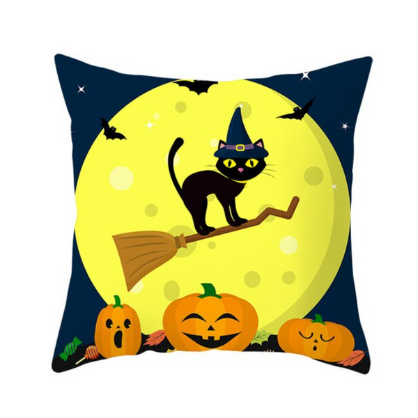 Cushions & Decorative Pillows Halloween Series Pumpkin Black Cat Printing Throw Pillow Cover Pillowcase Decor