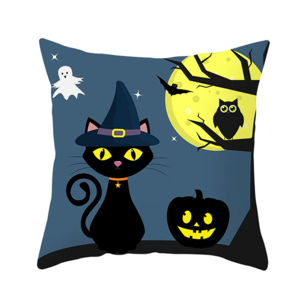 Cushions & Decorative Pillows Halloween Series Pumpkin Black Cat Printing Throw Pillow Cover Pillowcase Decor