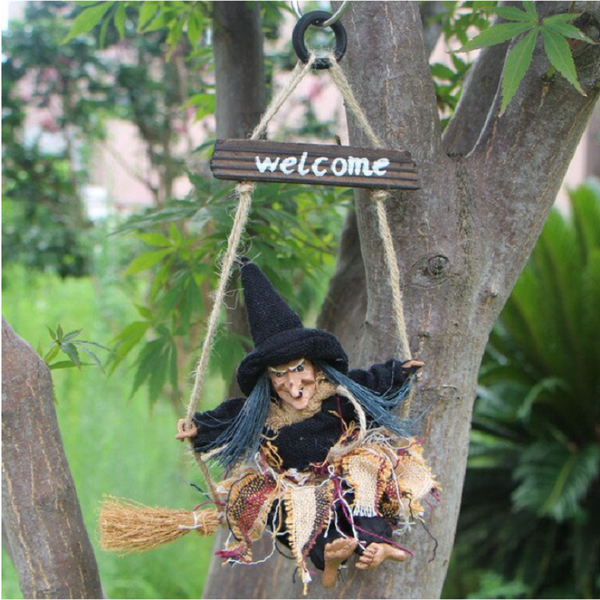 Seasonal Decorations Door Hanging Flying Broomstick Witch Shape Pendant Halloween Bar Decoration