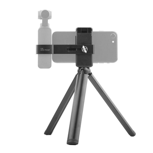 Handheld Mobile Phone Clip Holder Extended Mounting Bracket With Foldable Tripod Stand Kit For Dji Osmo Pocket Gimbal Camera Accessories Black