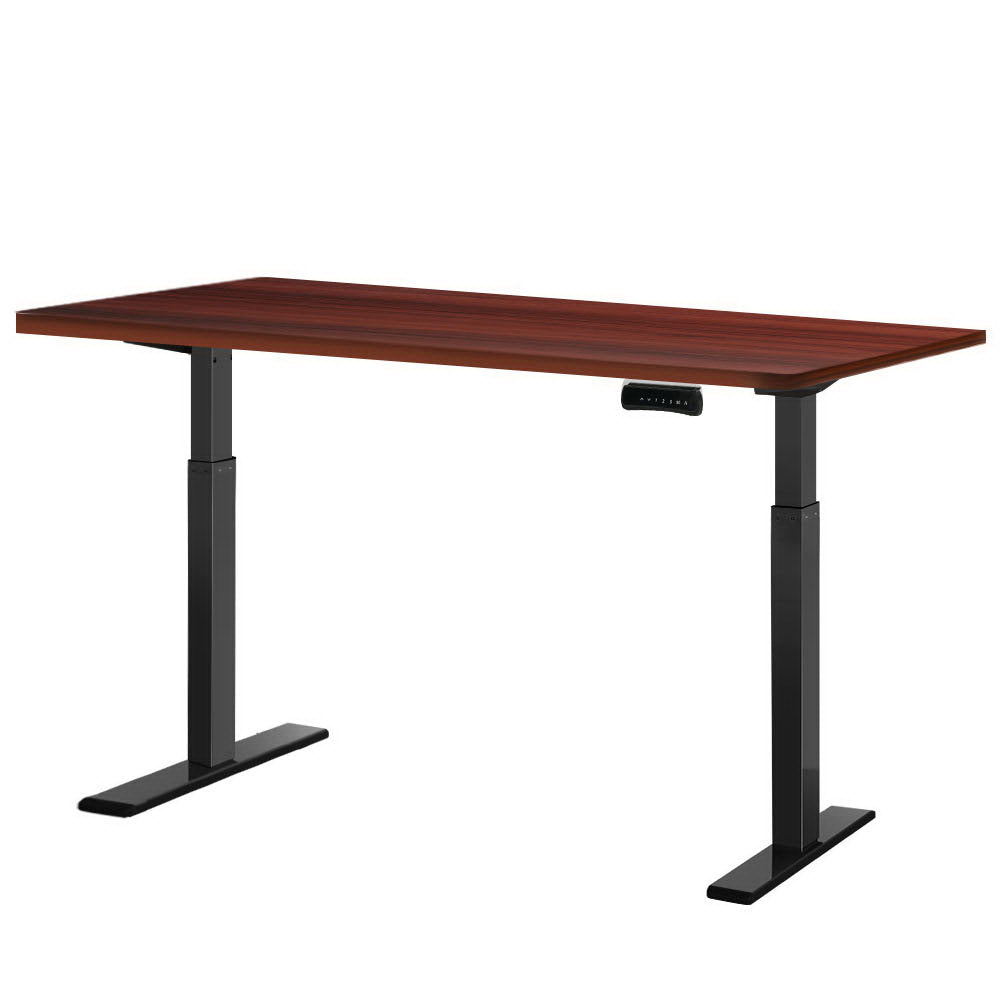 Artiss Standing Desk Electric Adjustable Sit Desks Black Walnut 140Cm