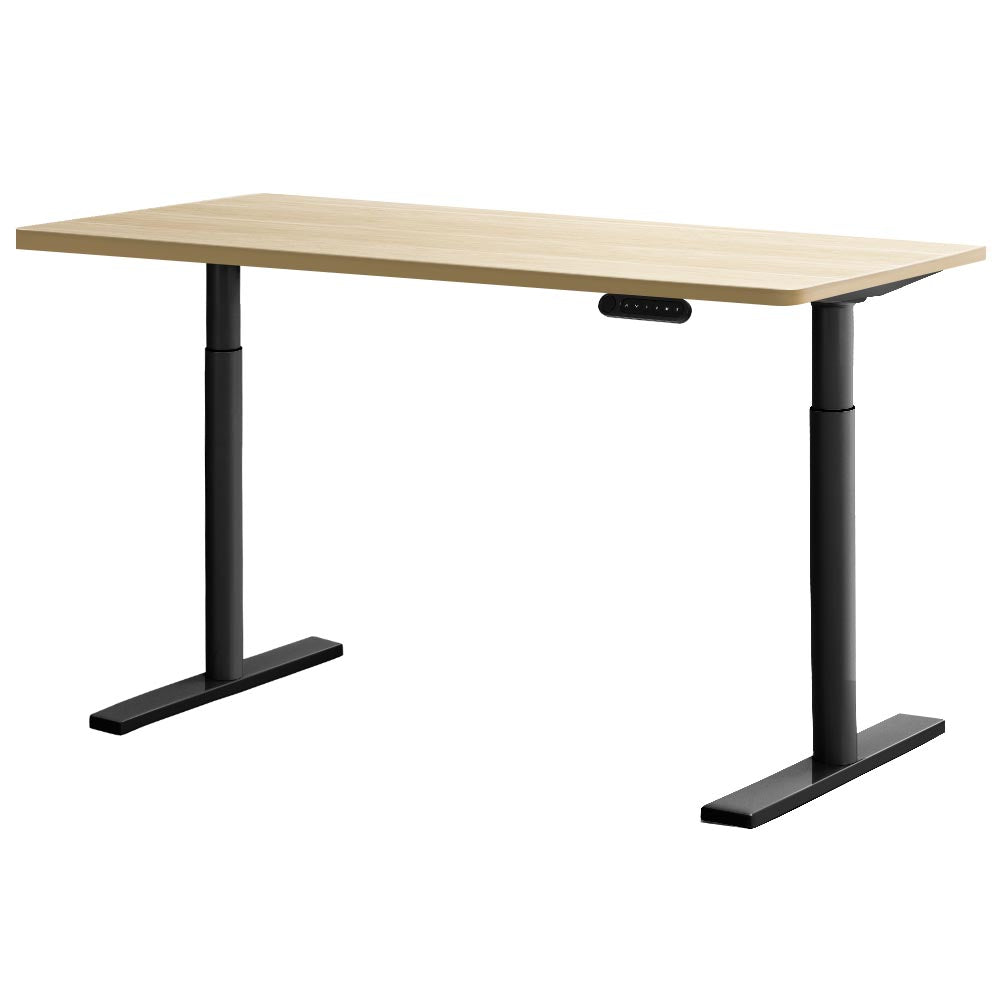 Standing Desks Artiss Electric Standing Desk Motorised Adjustable Sit Desks Black Oak