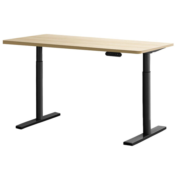 Standing Desks Artiss Electric Standing Desk Motorised Adjustable Sit Desks Black Oak