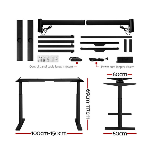 Standing Desks Artiss Electric Standing Desk Motorised Adjustable Sit Desks Black Oak