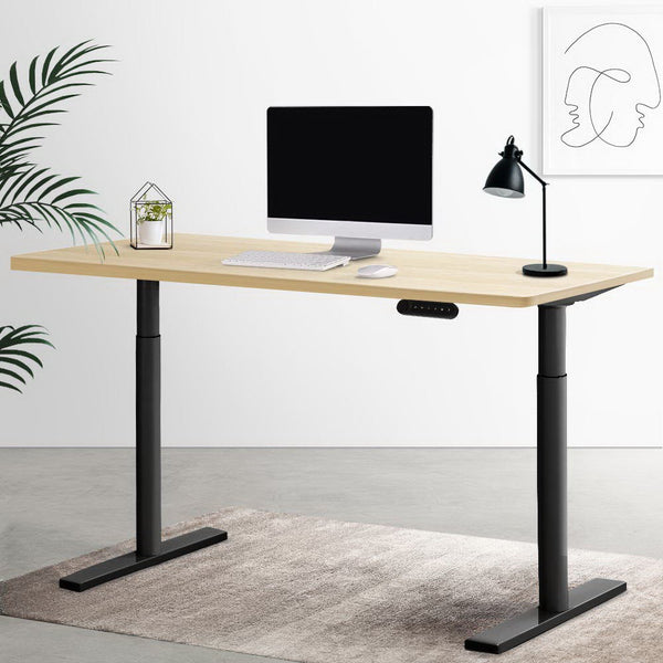 Standing Desks Artiss Electric Standing Desk Motorised Adjustable Sit Desks Black Oak