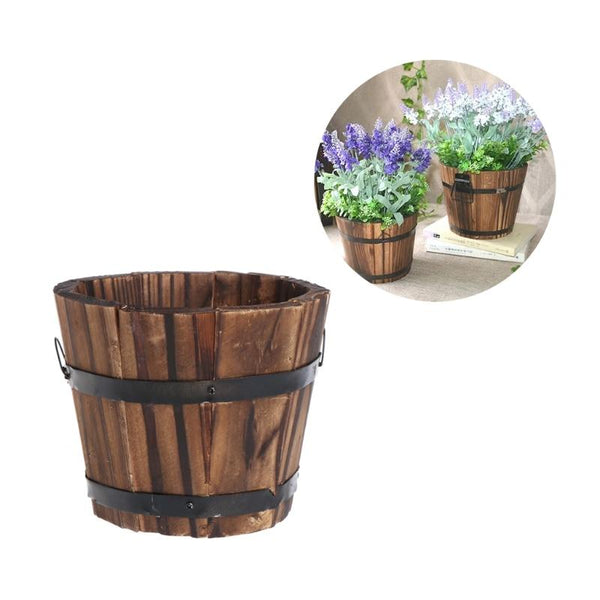 Mini Flower Pot Vintage Whiskey Barrel Planter Desktop Garden Home Decor