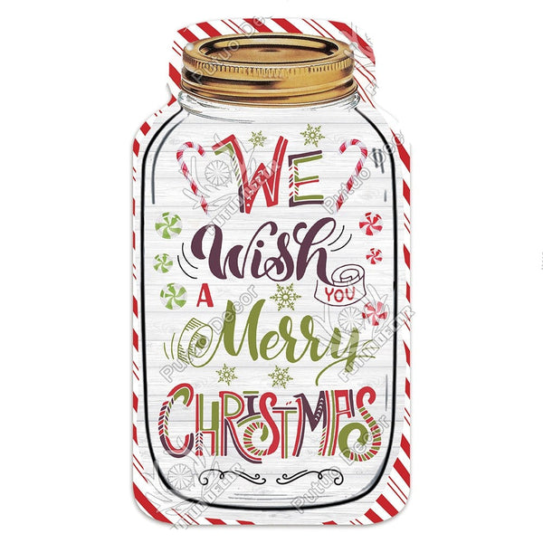 Christmas Mason Jar Shaped Wooden Sign Farmhouse Gift For Home Tree Decoration