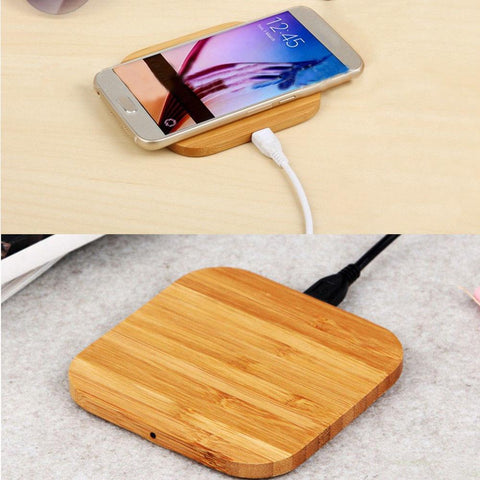 Bamboo Wooden Wireless Charger Desktop Charging Pad For Iphone