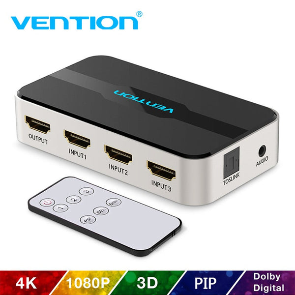 Hdmi 3-In-1 Switcher With Toslink Audio 3D 2160P For Xbox 360 Ps4 Smart Tv