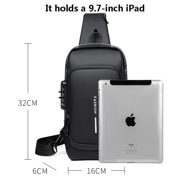 Bags Anti Theft Stylish Locking Usb Crossbody Sling Bag Men