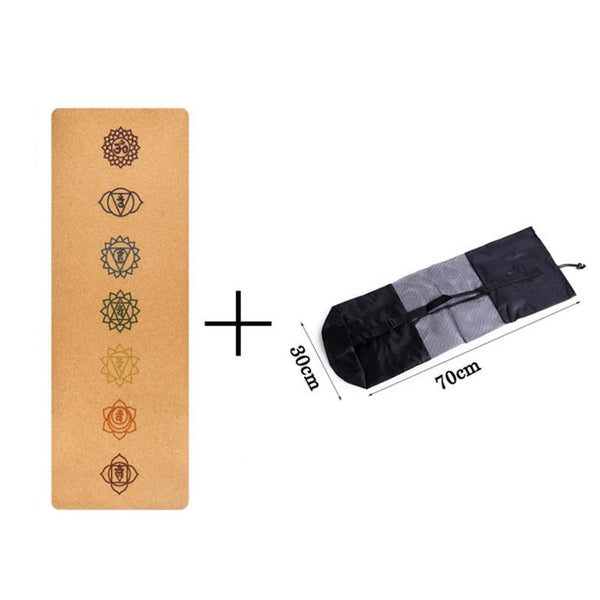 Mats & Non Slip Towels 7 Chakras Natural Cork Tpe Yoga Mat 5Mm Thick Exercise