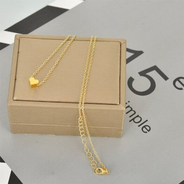 Heart Choker Chain Necklace Fashion Wedding Jewelry For Women Gold 35Cm