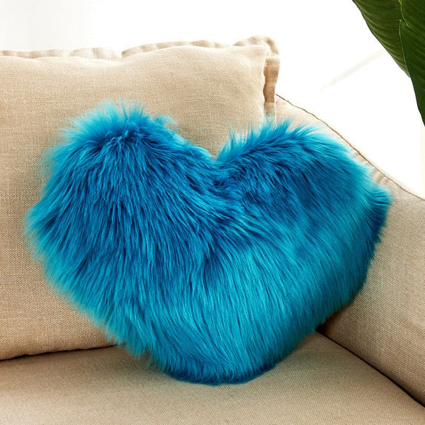 Cushions & Decorative Pillows Heart Shaped Artificial Wool Fur Soft Plush Cushion Cover Ver 10