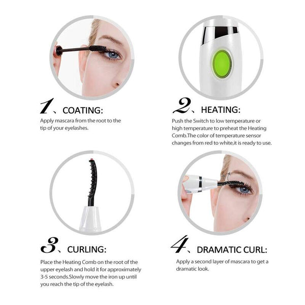 Eyelash Tools Heated Eyelash Curler Electric Electronic Lashes Curling Comb Quick Heating Long Lasting Usb Rechargeable Natural White