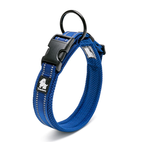 Dog Collars Heavy Duty Reflective Collar Blue 2Xl Stainless Steel O Ring 3M Reflectors