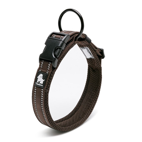 Dog Collars Heavy Duty Reflective Collar Brown Stainless Steel O Ring 3M Reflectors