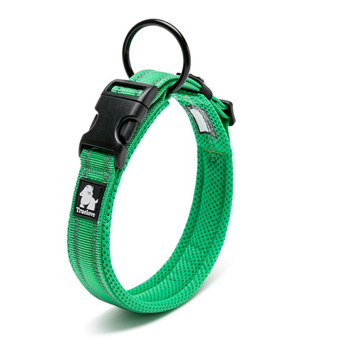 Dog Collars Heavy Duty Reflective Collar Grass Green Large Stainless Steel O Ring 3M Reflectors