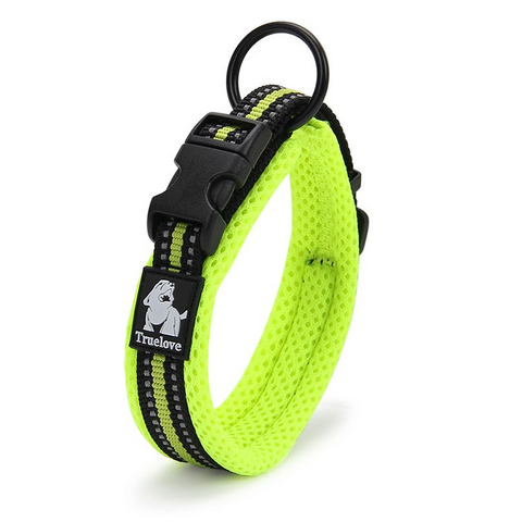 Dog Collars Heavy Duty Reflective Collar Neon Yellow Stainless Steel O Ring Reflector