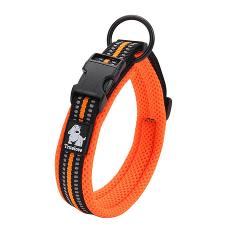 Dog Collars Heavy Duty Reflective Collar Orange Medium Stainless Steel Ring