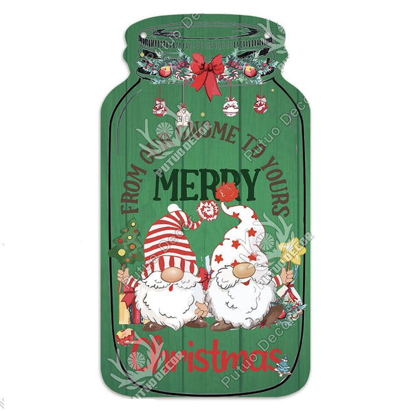 Plaques & Signs Christmas Mason Jar Shaped Wooden Sign Farmhouse Gift For Home Tree Decoration