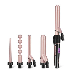 Straightening & Curling Irons High Quality 5In1 Hair Curling Iron Wand Ceramic Professional Salon Interchangeable Barrels Curler Deep Wave Styling Too