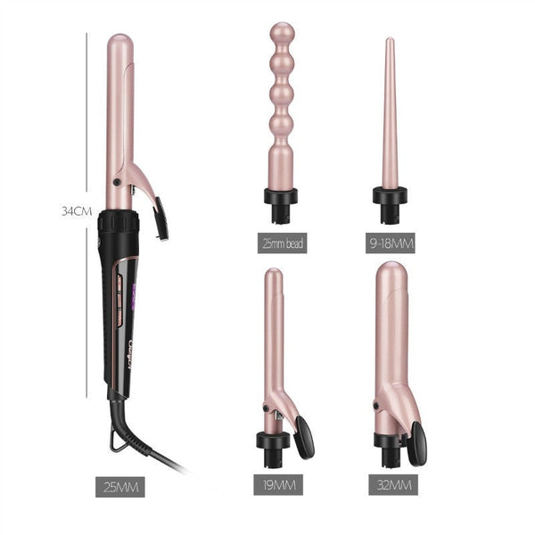 Straightening & Curling Irons High Quality 5In1 Hair Curling Iron Wand Ceramic Professional Salon Interchangeable Barrels Curler Deep Wave Styling Too