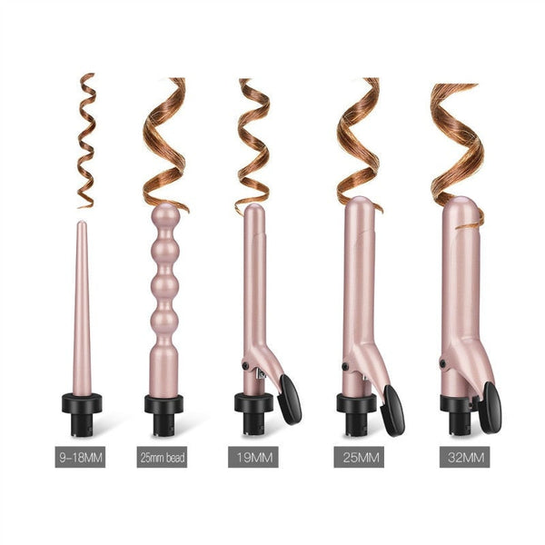 Straightening & Curling Irons High Quality 5In1 Hair Curling Iron Wand Ceramic Professional Salon Interchangeable Barrels Curler Deep Wave Styling Too