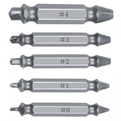 Drill Bits High Speed Steel S2 Slotted Damaged Screw Extractor 5Pcs Silver