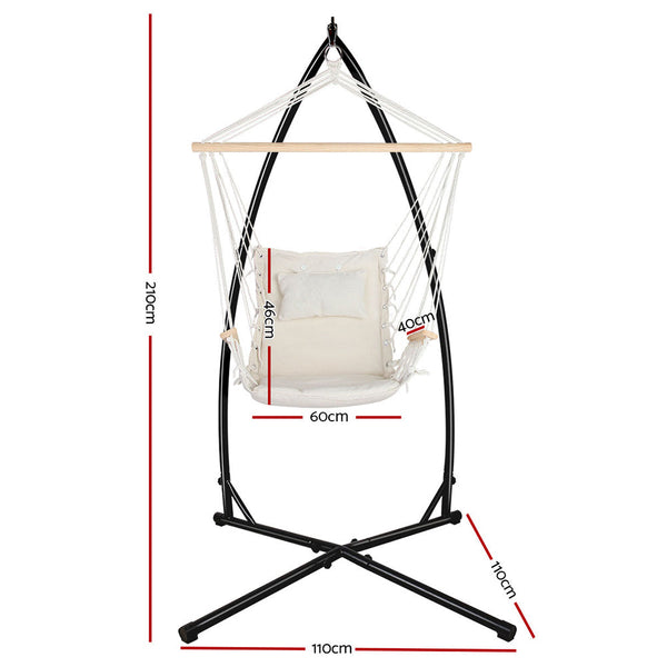 Hammocks Gardeon Outdoor Hammock Chair With Steel Stand Hanging Beach Cream