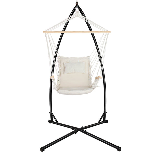 Hammocks Gardeon Outdoor Hammock Chair With Steel Stand Hanging Beach Cream