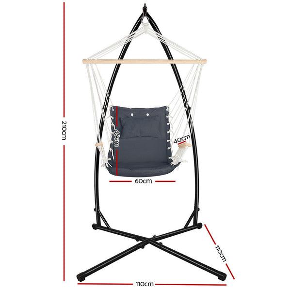 Hammocks Gardeon Outdoor Hammock Chair With Steel Stand Hanging Beach Grey