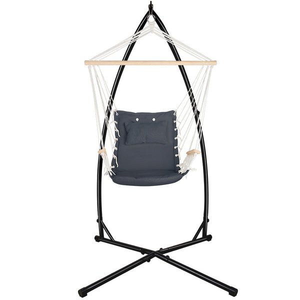 Hammocks Gardeon Outdoor Hammock Chair With Steel Stand Hanging Beach Grey