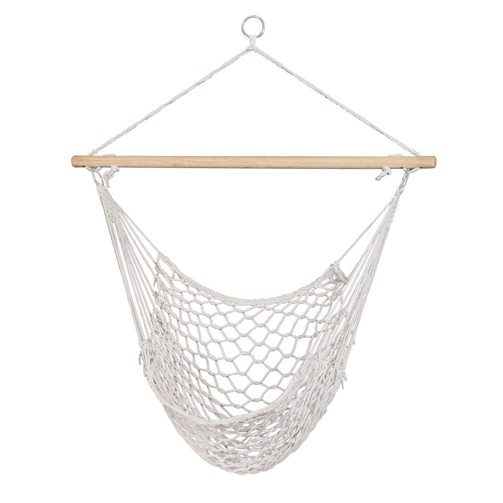 Hammocks Gardeon Hammock Chair Outdoor Hanging Camping Mesh Indoor Cream