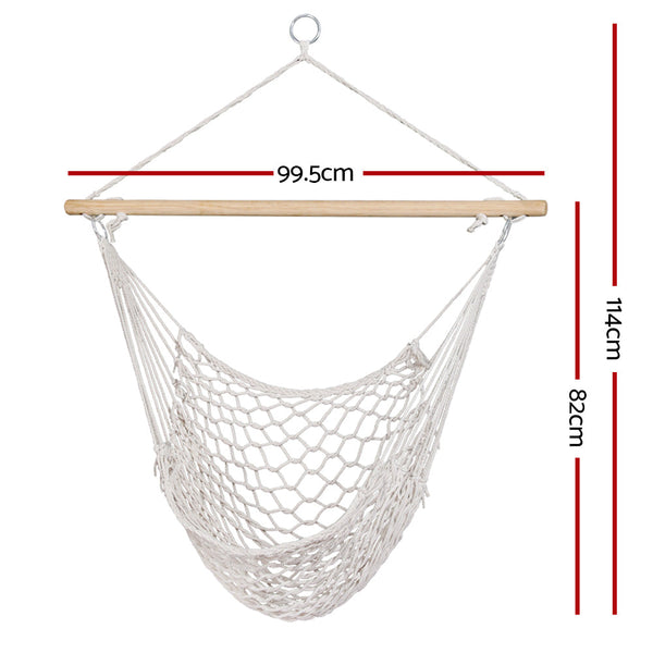 Hammocks Gardeon Hammock Chair Outdoor Hanging Camping Mesh Indoor Cream