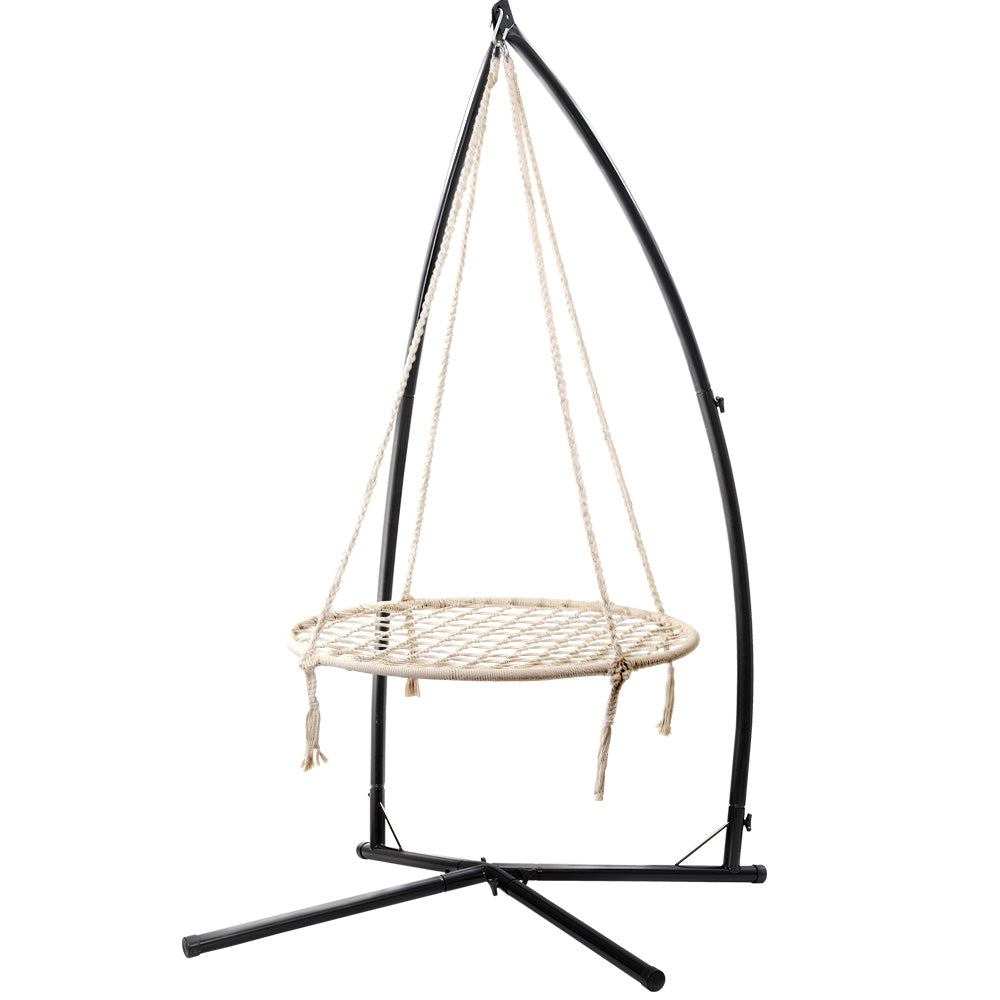 Swing Seats Gardeon Outdoor Hammock Chair With Stand 100 Centimeter Cream Lightweight Design Indoor