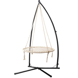 Swing Seats Gardeon Outdoor Hammock Chair With Stand 100 Centimeter Cream Lightweight Design Indoor