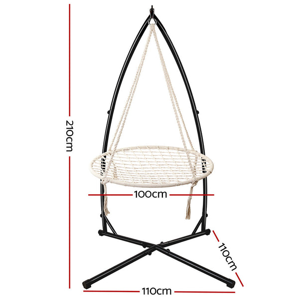 Swing Seats Gardeon Outdoor Hammock Chair With Stand 100 Centimeter Cream Lightweight Design Indoor